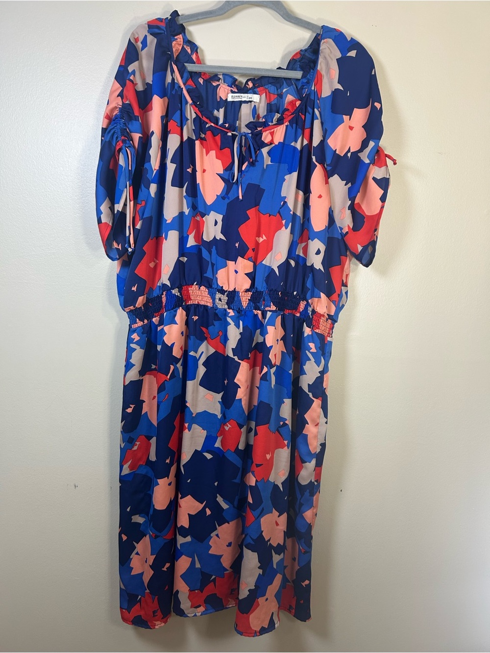 Old Navy Plus Abstract Floral Midi Dress - Blue & Orange - Size 22